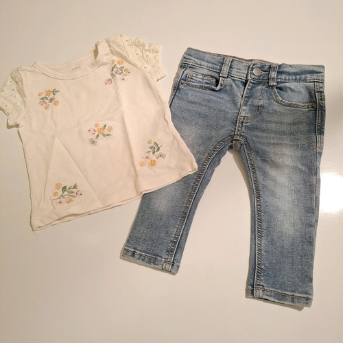 Baby girl set 6-9 months 74cm C&A lace t-shirt and Zara jeans new