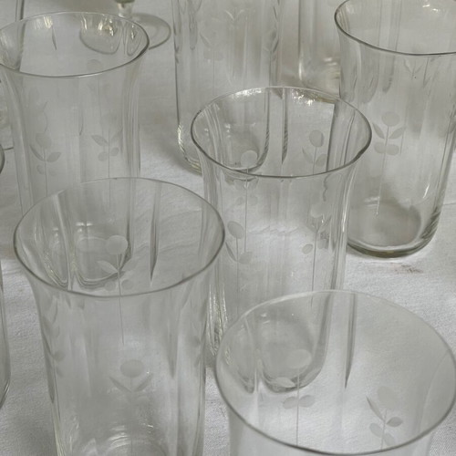 Set of 24 Crystal Art Deco Antique Glasses used