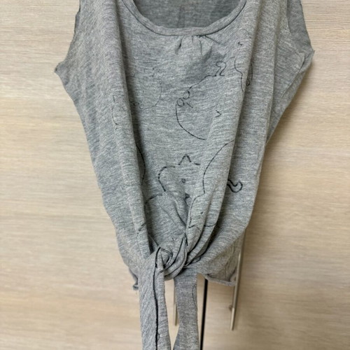 Oysho 100% cotton tank crop top with knot, like new, grey