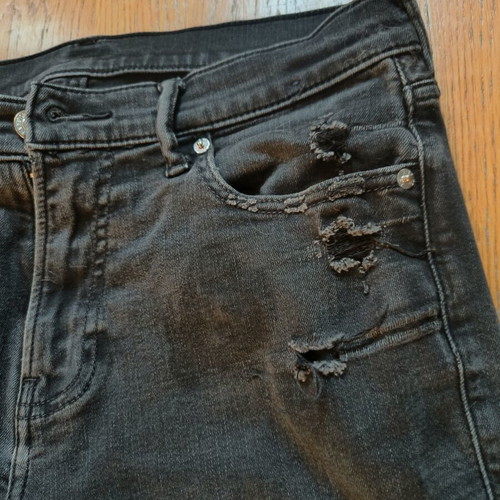 Abercrombie & Fitch black washed jeans used, stain on front, size S