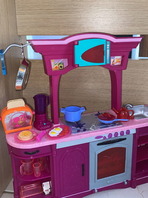 Barbie Glam Kitchen used collectible set with doll