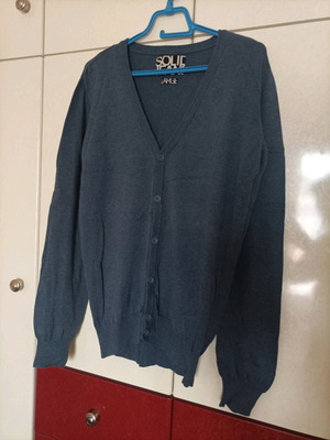 Solid men's cardigan used, blue, size L