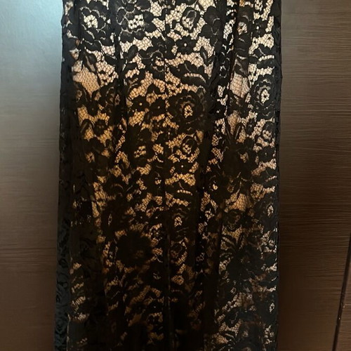 Top and long skirt set like new, black lace with beige fabric