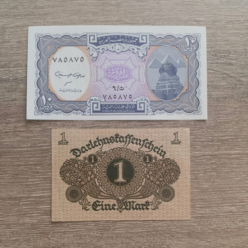 Lot of 2 banknotes Germany-Egypt, like new