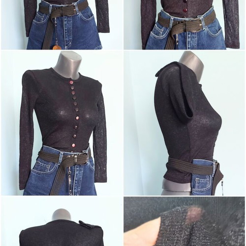 Vintage women's set with Pepe denim shorts, Alessa vest and Renato Balestra belt like new
