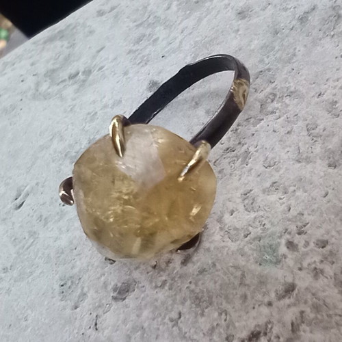 Ring 925 Silver handmade with citrine stone, like new, size 61