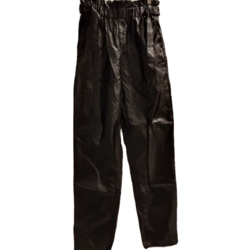 Black paperbag pants made of vegan leather new, size 36
