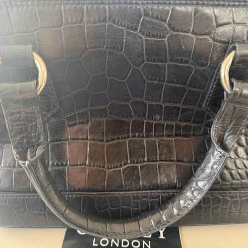 Osprey London leather handbag with crocodile texture black like new