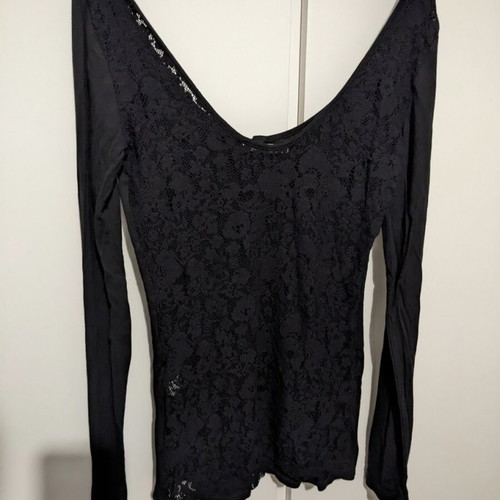 Bershka long-sleeve blouse like new, black with lace