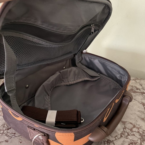Travel Toiletry Bag like new, brown and orange floral design