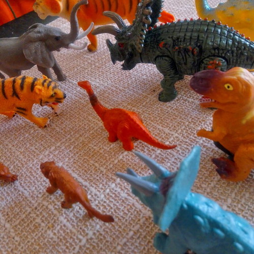 Set of dinosaur and wild animal figures like new