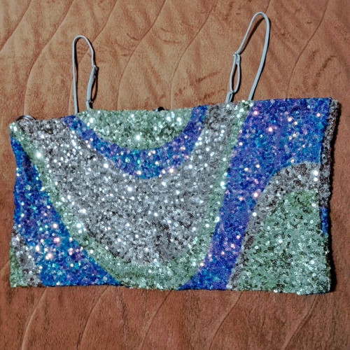 Sinsay crop top with thin straps new, size XL multicolor