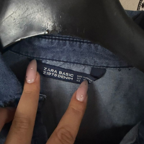 Zara denim crop shirt like new, thin fabric, blue