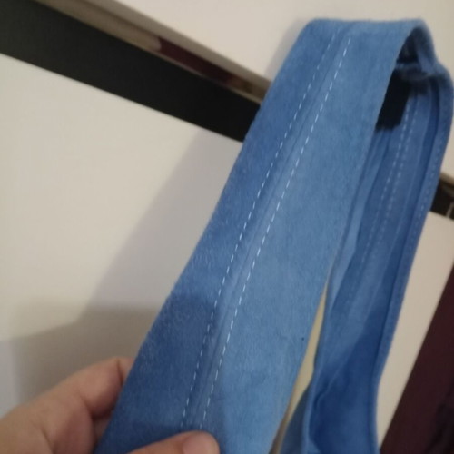 Shoulder bag made of genuine lamb leather mouton blue new