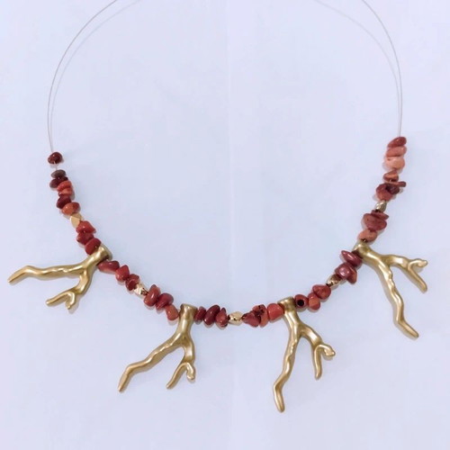 Zara necklace faux coral statement summer jewelry, like new