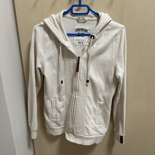 Esmara white sweatshirt jacket medium like new with brown leather details