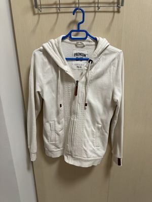 Esmara white sweatshirt jacket medium like new with brown leather details