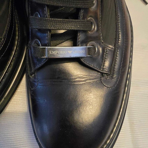 Emporio Armani Combat Boots like new, black leather, vintage style