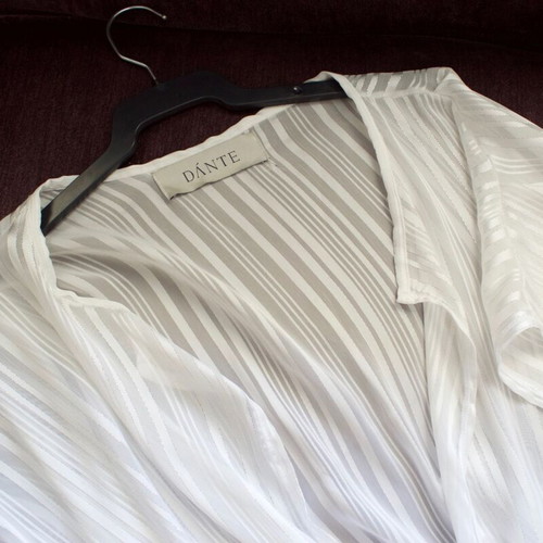 Dante lingerie luxury semi-transparent white robe with gold stripe like new