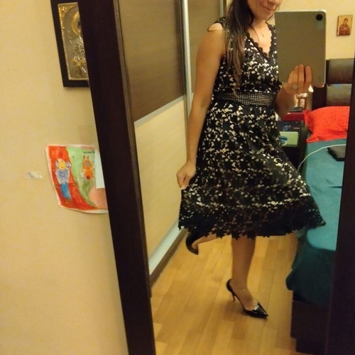 Raxevsky lace dress, small to medium size, black and beige