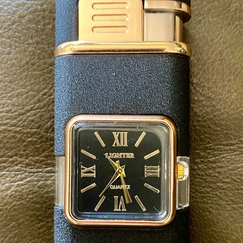 Gas Windproof Lighter with Quartz Clock new