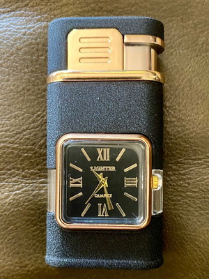 Gas Windproof Lighter with Quartz Clock new