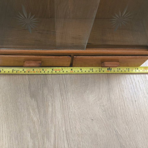 Vintage cabinet restored with engraved glass