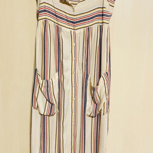 Zara Boho Maxi Dress striped, like new, cotton linen, size M