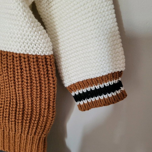 Orchestra baby set 6-9 months, knitted sweater and lined pants with suspenders