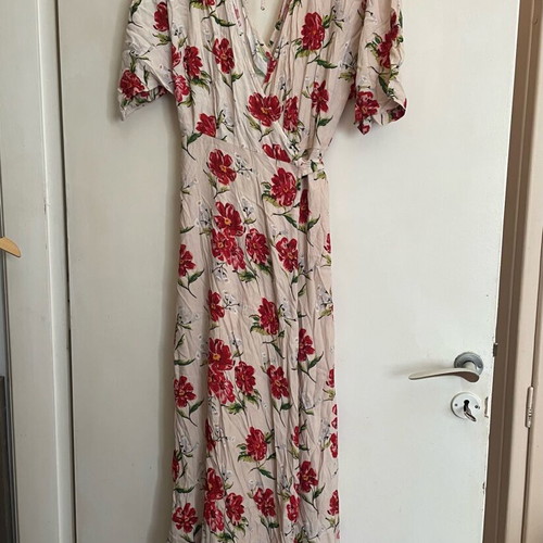 Mango maxi kimono dress like new, beige and red