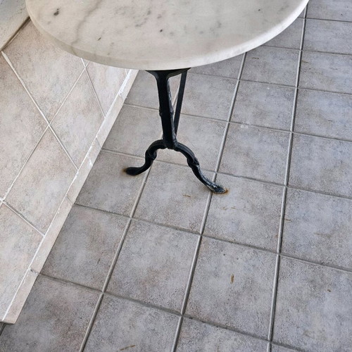 Balcony table used with marble top and iron legs