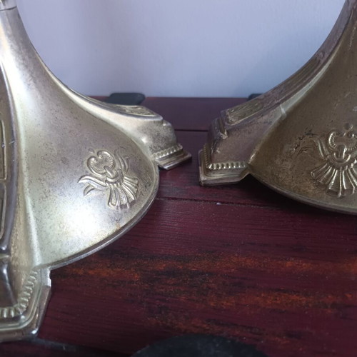 Antique candlesticks used, set of 2, 33 cm height