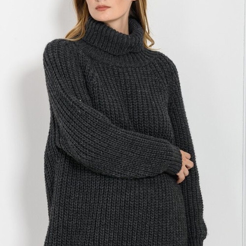 Ckontova knitted turtleneck sweater women gray new one size