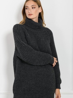 Ckontova knitted turtleneck sweater women gray new one size