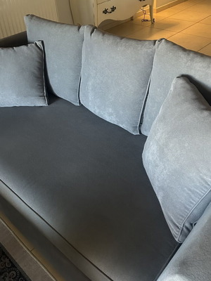 Sofas set used, dark gray washable fabric, two-seater 90x170 and three-seater 90x230 cm
