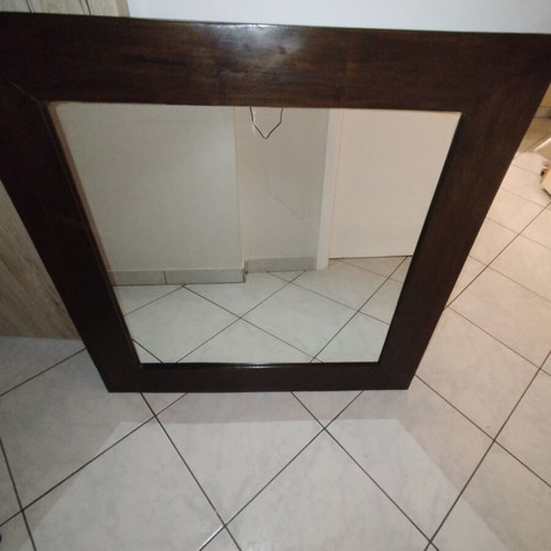Wooden dining set with 4 chairs and square mirror