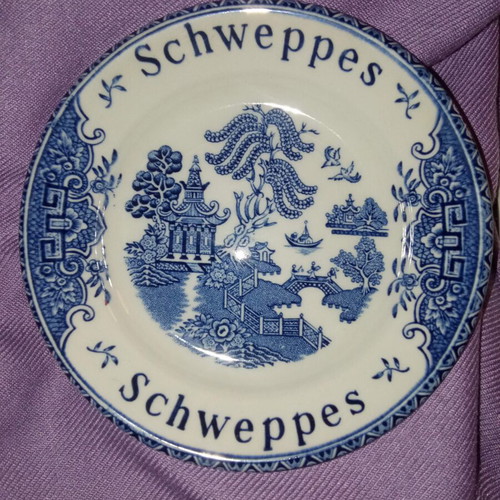 Vintage Schweppes Blue Willow Mini Trays Set of 2, like new