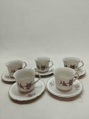 Candia porcelain set of 10 cups and saucers used