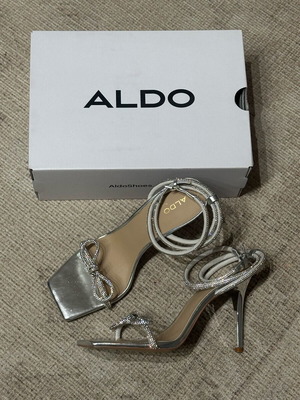 Aldo Barrana sandals with crystals silver new, size 41