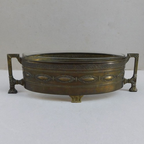 Bronze jardiniere with inner glass, French, about 130 years old