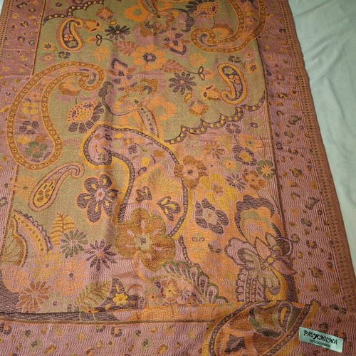 Pashmina scarf like new 100% cashmere pink gold floral design