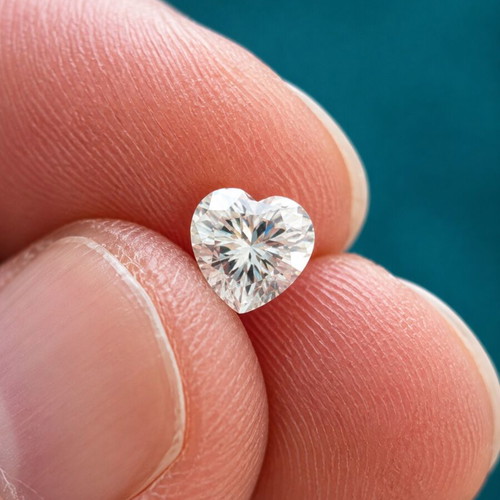 Moissanite Heart Cut 1.00ct D Color FL Certified GRA