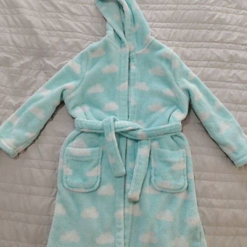 Marks & Spencer Kids Robe Like New, Size 5-6 Years, White and Turquoise