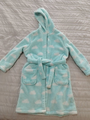 Marks & Spencer Kids Robe Like New, Size 5-6 Years, White and Turquoise
