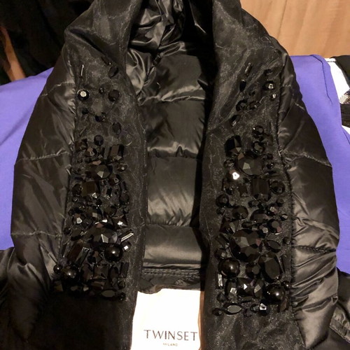 Twinset Puffer jacket black L like new, spring down-filled