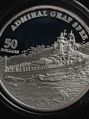 50 Dollars Marschall 1998 Admiral Graf Spee 1oz Silver Proof new