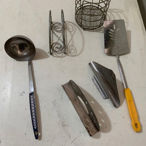 Old metal kitchen items used, napkin holders