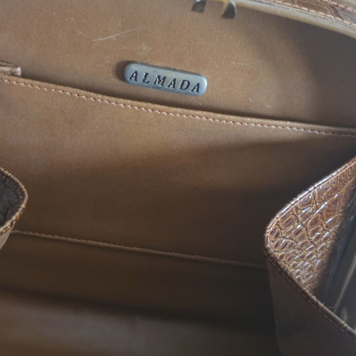 Vintage Almada leather shoulder bag cognac brown from the 80s