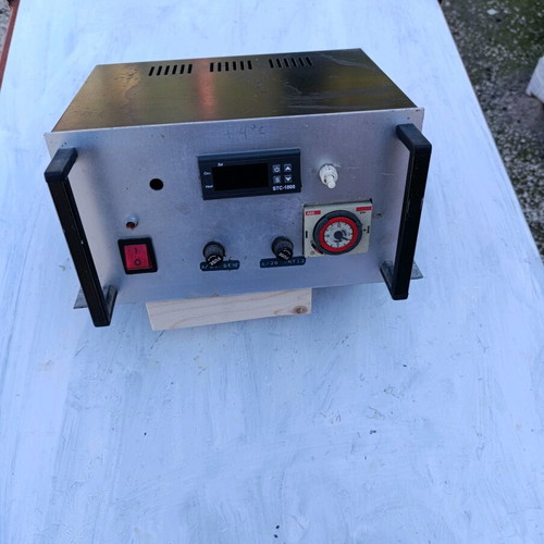 Incubator control panel used with thermometer and components