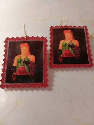 Handmade earrings with High society painting by Fernando Botero new